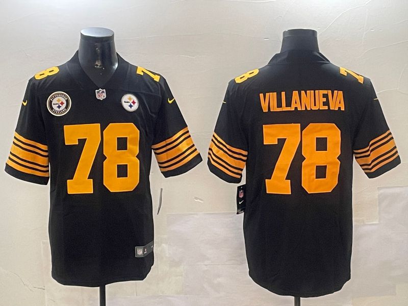 Men Pittsburgh Steelers #78 Villanueva Black 2024 Nike Limited NFL Jersey style 01051